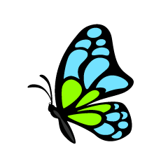 Pequeña Mariposa Azul Verde Lateral