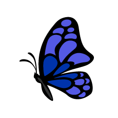 Pequeña Mariposa Azul Marino Lateral