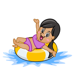 Girl Swimming with Float