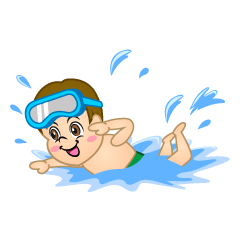 Boy Swimming in Sea