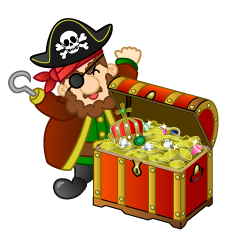 Fat Pirate Finding Treasure