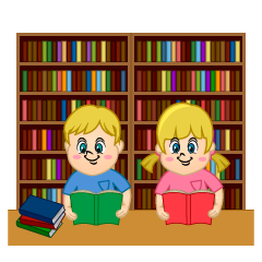 Children Reading in Library