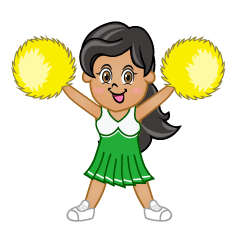 Green Cheerleader Raising Hand