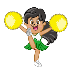 Green Cheerleader Raising Leg