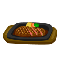 Cutting Steak on Sizzling Plate