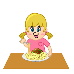 Niña Comiendo Espaguetis