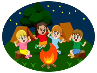 Kids Singing Around Campfire