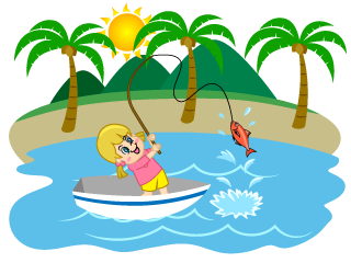 Girl Fishing Cartoon Free PNG Image｜Illustoon