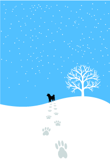 Tarjeta gráfica snow hill y dog ​​footprint