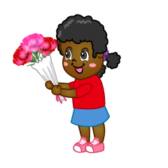 Girls Kids Giving Flowers
