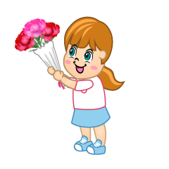 Girls Child Giving Flowers