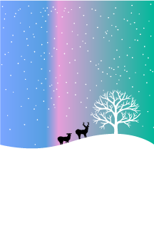 Tarjeta gráfica snow hill y ciervos