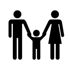 Hands holding Father, Mather and Son Pictogram