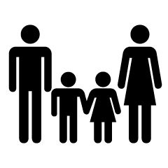 Hands holding Family of four Pictogram