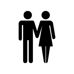 Hands holding male and female Pictogram