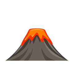 Rocky Volcano with Lava Flow