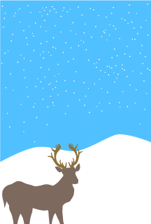 Tarjeta gráfica de silueta de nieve y ciervo