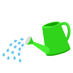 Yellow Green Watering Can Pouring