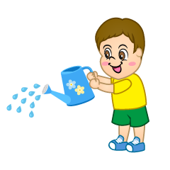Young Boy Watering
