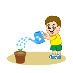 Boy Watering Plants