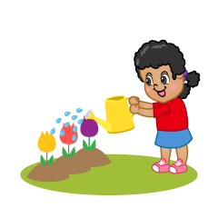 Child Watering Tulip