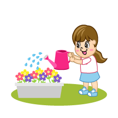 Girl Watering Planter
