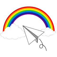 Paper Airplane with Rainbow