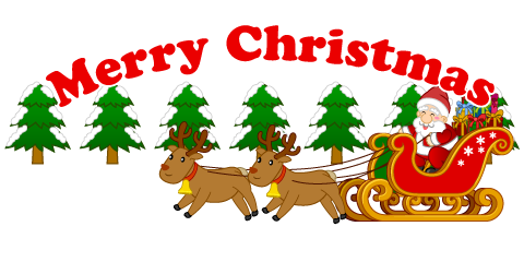 Reindeer-Pulled Santa Sleigh with Merry Christmas