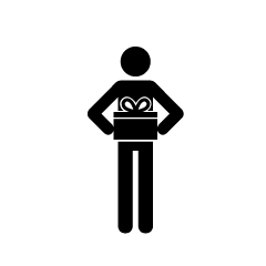 Person with Present Box Pictogram