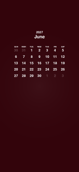 Fondo de pantalla burdeos para móvil con calendario de junio de 2027