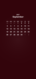 Fondo de pantalla burdeos para móvil con calendario de septiembre de 2027