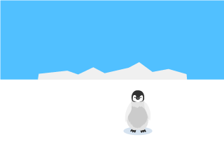 One penguin baby standing in the South Pole Graphics