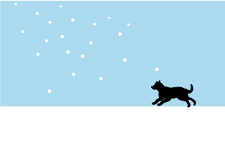 Gráficos de nieve voladora y perro corriendo