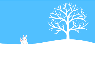 A tree and a rabbit in the snowy field Graphics