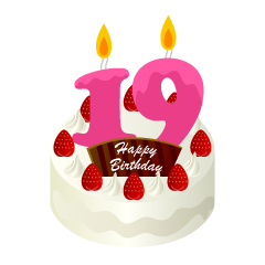 Pastel de cumpleaños con velas de 19 años