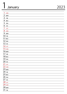 January 2023 Schedule Calendar