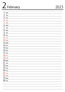 February 2021 Schedule Calendar