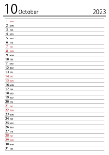 October 2021 Schedule Calendar