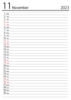 November 2021 Schedule Calendar
