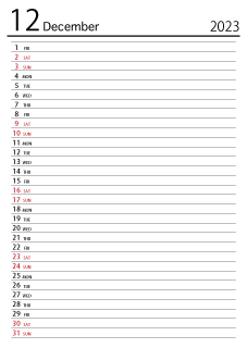 December 2023 Schedule Calendar