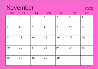 November 2021 Simple Color Calendar