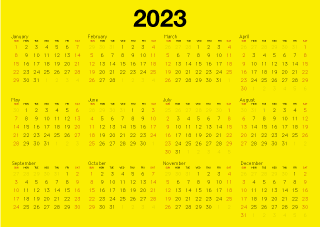 2023 Yellow Calendar
