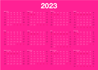 2023 Pink Calendar