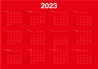 2023 Red Calendar