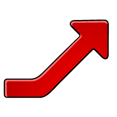 Símbolo de flecha roja ascendente