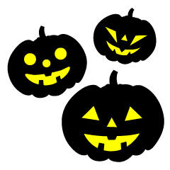 Tres calabazas de Halloween silueta
