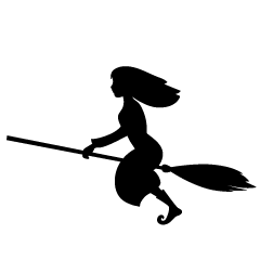 Flying Girl's Witch Silhouette