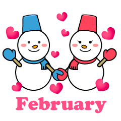 Snowman Couple and Heart February