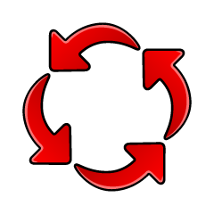 Aumento del símbolo de rotación 4 flechas