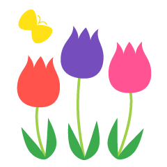 Cute Tulips and Butterfly